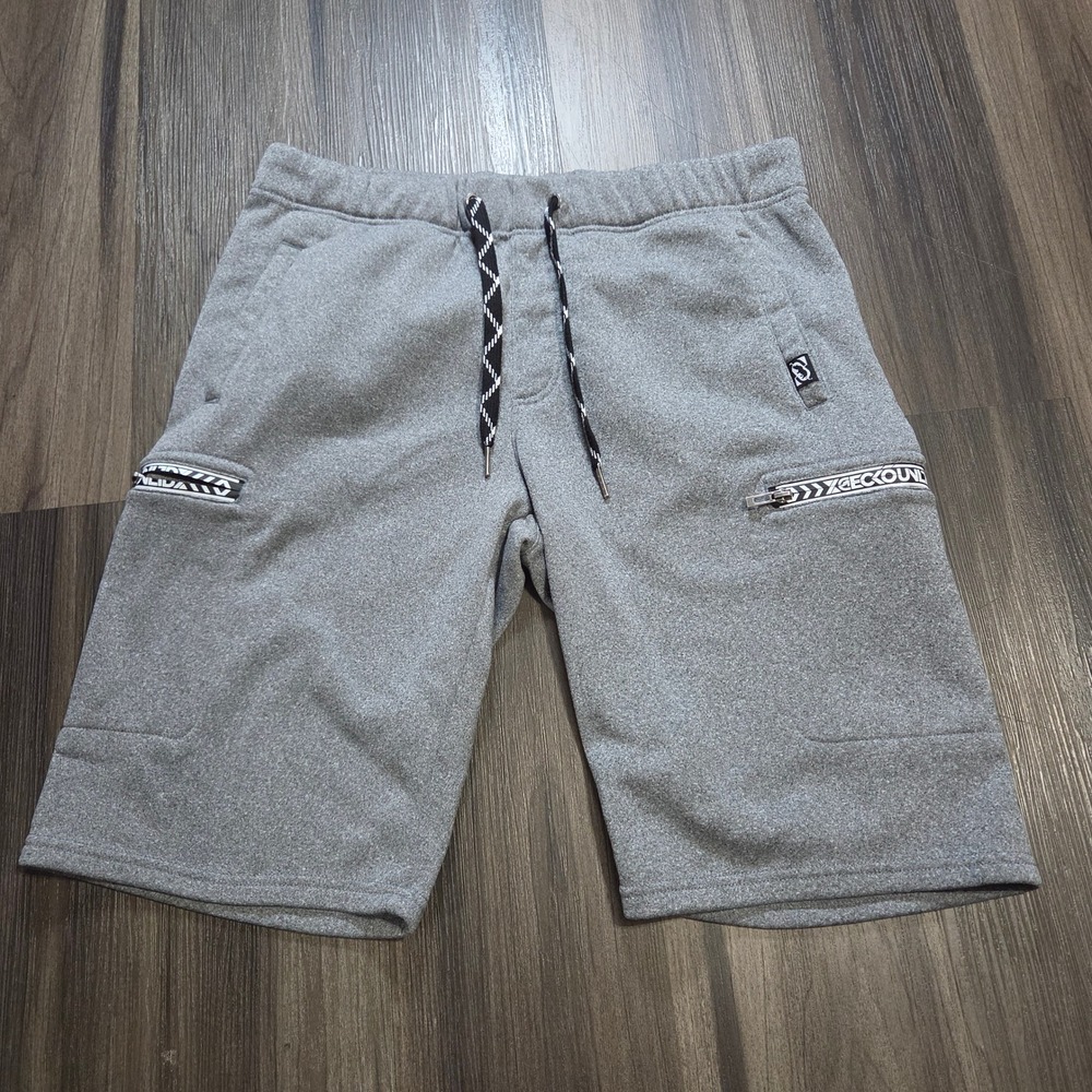 Ecko Unltd Mens Fleece Sweat Shorts Gray Zipper Pockets Size L